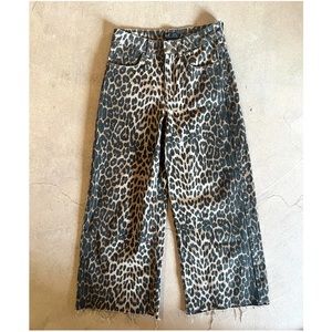 Leopard Print Wide Legs Jeans